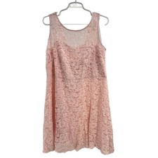 David's Bridal Pink lace knee length sleeveless Dress 18 bridesmaid mother bride