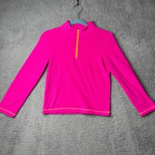 Girls Faded Glory Fleece Jacket Youth Large Pink Quarter Zip Pullover
