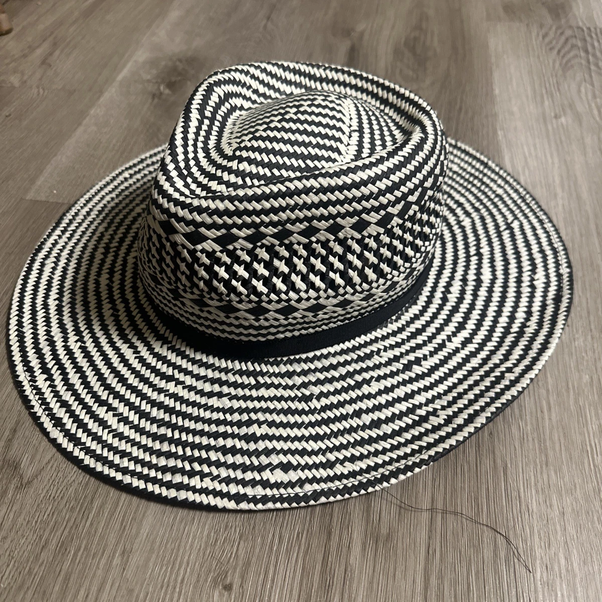 Banana Republic Classic Retro Vintage Style Black Straw Panama Hat / Fedora s M Banana Republic Women main image 4