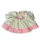 Vtg 80s Vintage Cabbage Patch Kid / Doll Pink Bow Country Dress With Velvet Trim