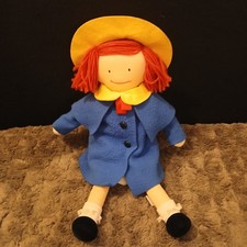 1990 Madeline Plush Doll by Eden 9 Red Yarn Hair Blue Dress