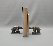 Rare Antique Hubley Bronze Plated Cast Iron Polar Bear Bookends Circa 1925