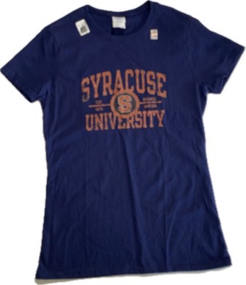 NEW Size S Womens Syracuse University Orange Short Sleeve TShirt Cotton Navy