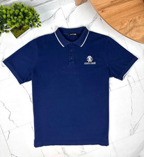 Roberto Cavalli Men's Polo Shirt Logo Navy Blue Short Sleeve Size XXL