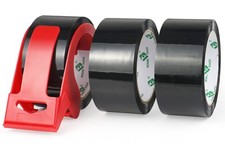 3 Rolls Black Heavy Duty Packing Tape with red Dispenser, Packaging Tape 1.88...