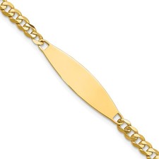 14k Yellow Gold Solid Plate Flat Curb Link Chain 29.5x8mm Plate ID Bracelet 8"
