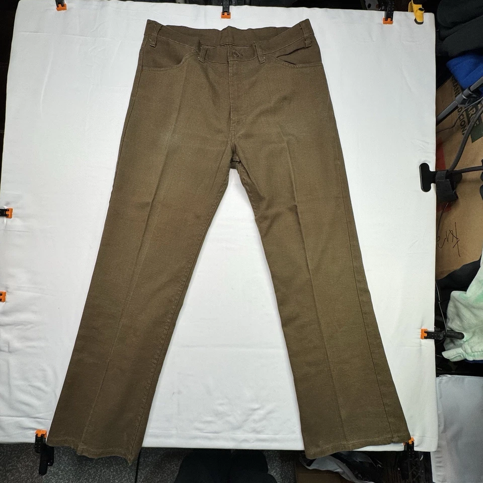 Pantalones acampanados vintage años 70 Levi's Sta-Prest Bootcut pierna ancha tweed marrón 34X29 Foto 3 de 4