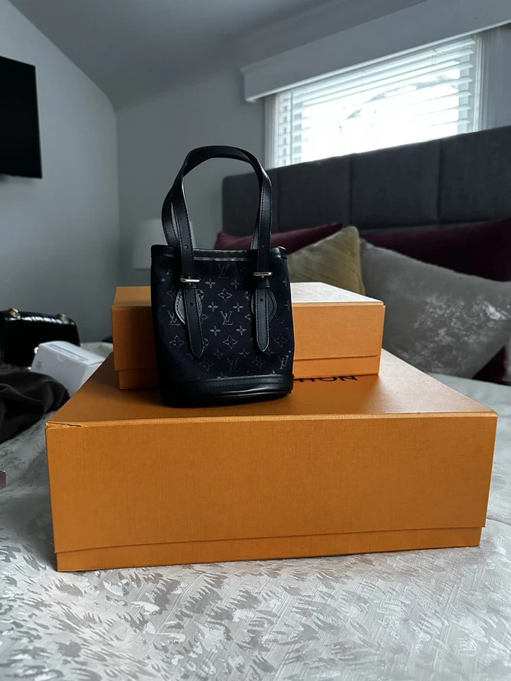 Louis Vuitton Monogram Satin Little Bucket Mini Handbag M92144 Noir 241213N - Image 2 of 4