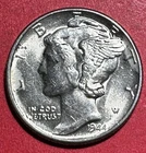 1944 Choice Uncirculated US Mercury SILVER Dime "Philadelphia" Mint! Old Coin!