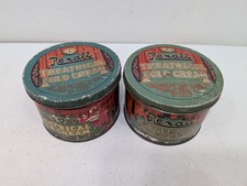 2 Early 1900s Rexall Theatrical Cold Cream Tin Can United Drug Company Store