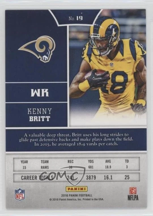 2016 Panini Blue Knight /99 Kenny Britt #19 - Image 2 of 2