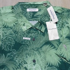 TOMMY BAHAMA Mens 3XLB 3XL BIG STRETCH HAWAIIAN SHIRT LUMINESCENT COAST GREEN