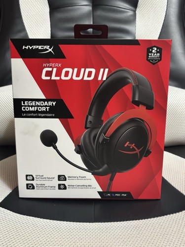 Auriculares con cable para juegos HyperX Cloud II funcionan con PC PS5 PS4 Xbox Series X rojo - NUEVO - Imagen 1 de 8