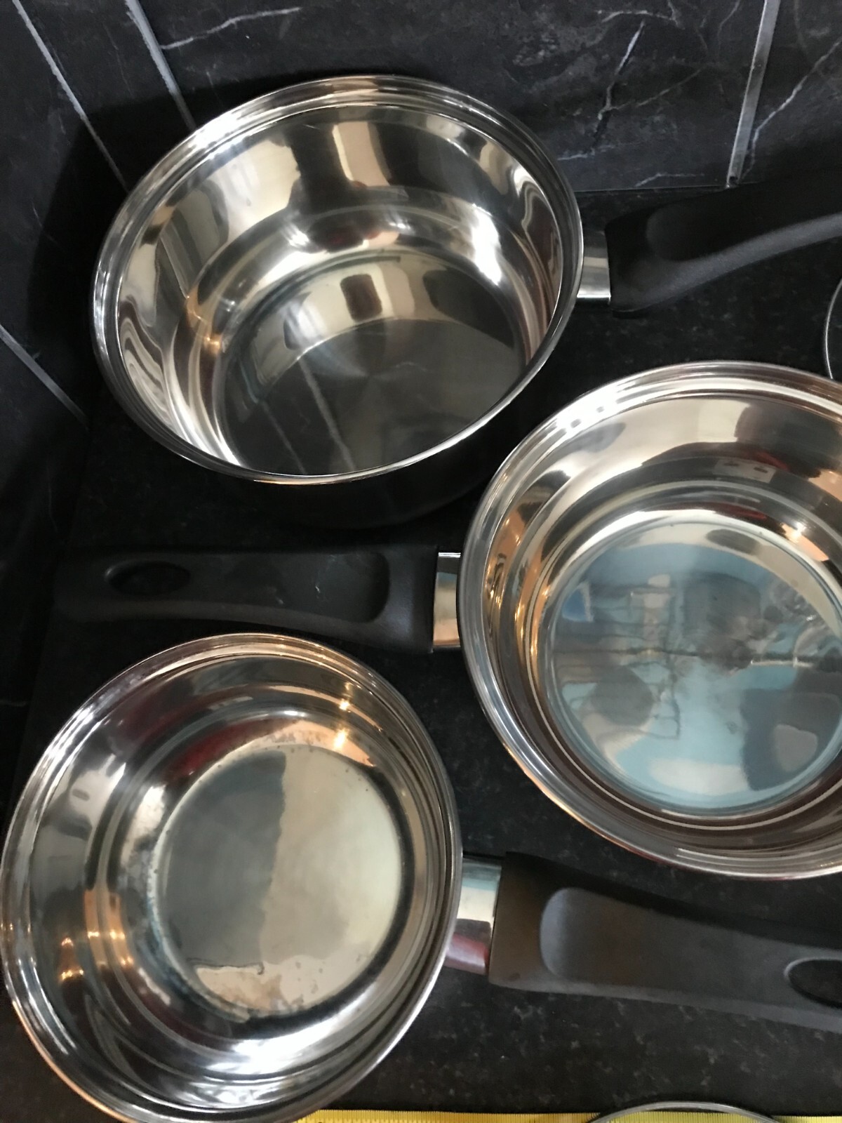 Set of 3 PRIMA Stainless Steel Saucepans + Glass Lids 16, 18, 20cm eBay
