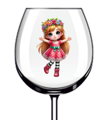 12x bunte Ostern Cartoon Mädchen Vinyl Aufkleber Abziehbild Becher Weinglas Flasche