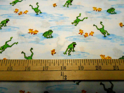 1 yard  Red Rooster Puddle Jumpers Frogs and Ducks Fabric  