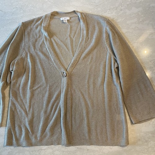 J Jill Linen Blend Cardigan Sweater Petite Size Small