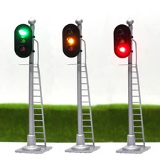 3pcs Model Railway HO Scale 1:87 Signals Green Red Yellow Block Signal 12V
