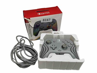 AS IS NO POWER PDP Afterglow Wave Wired LED Controller Nintendo Switch Grey