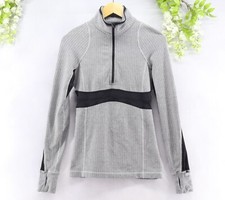 Lululemon Women's Full Tilt Half Zip Pullover Herringbone Grey Sz 6