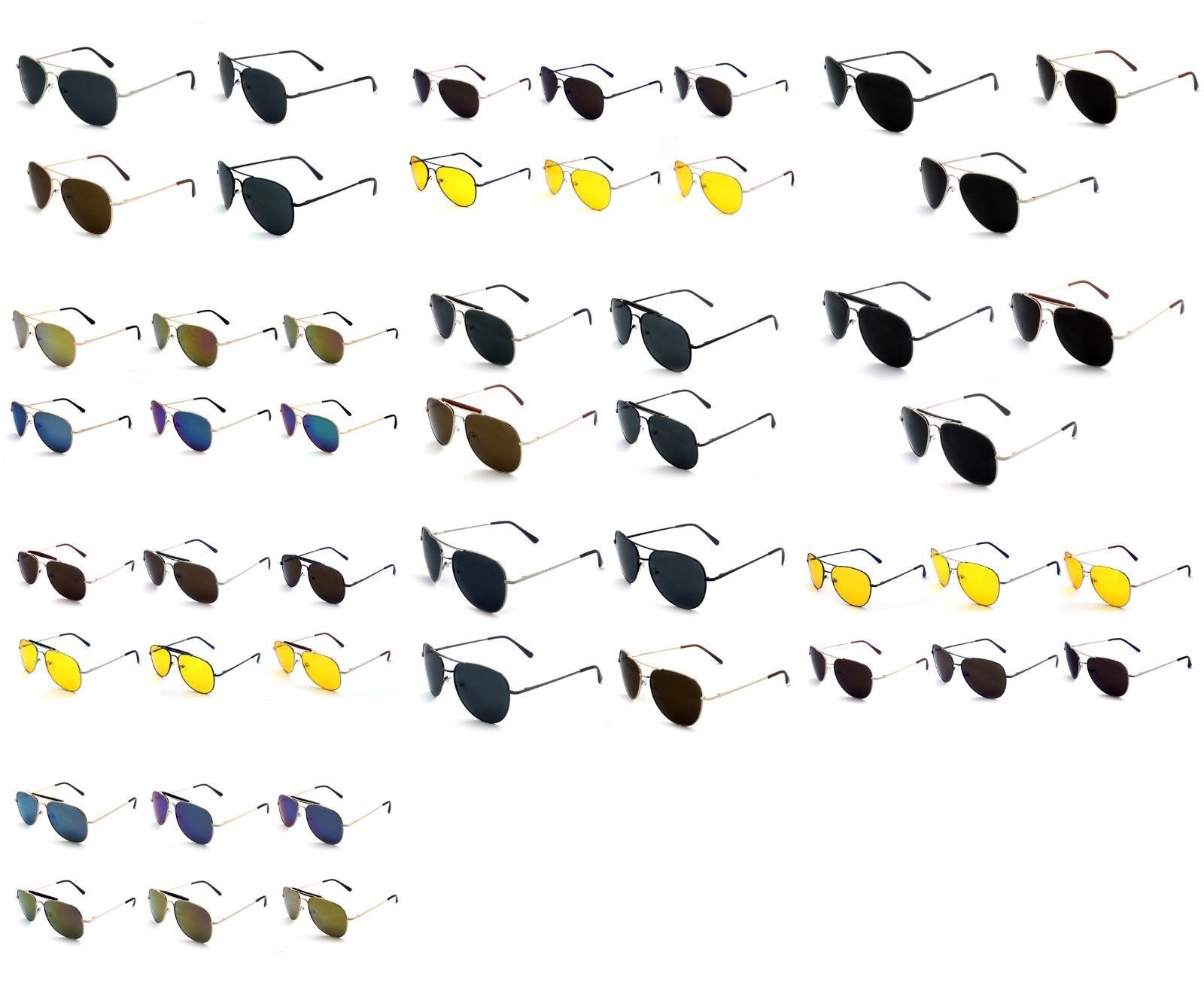 Aviator Sunglasses Wholesale Lot of 12 to 96 Pairs Assorted Style UV 100 % New-image
