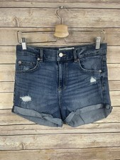 Garage Size 7 Retro High Waist Shorts Denim Cuffed Destressed Boho Jean Stretchy