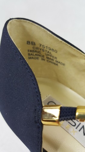 Corsina Women's Shoes Blue Block Heel w/ Gold Chain Stretch Ankle Strap Size 8 B - Picture 4 of 8