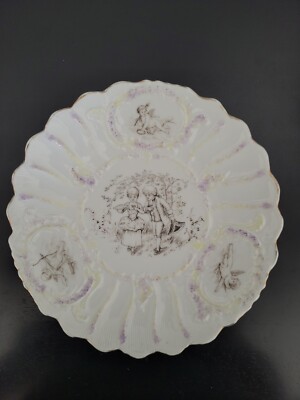 Antique Weimar Germany Cherub Themed 8'' Collector Plate