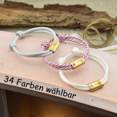   Armband Fußband LOTTA | mit Gravur | 4mm Paracord | Verschiebeknoten | 03  