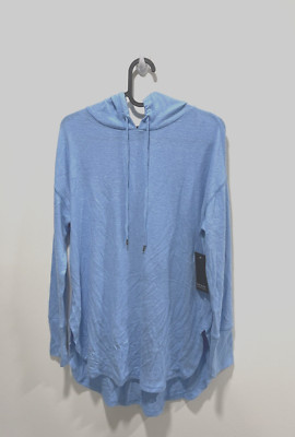 Free Press Sleepwear Top Long Shirt Separates Blue Alaskan with Hoodie XS 1567