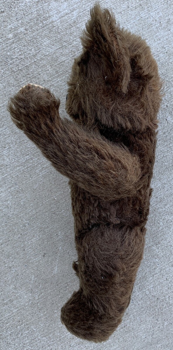 Vintage Knickerbocker Teddy Bear Brown Mohair Glass Eyes Metal