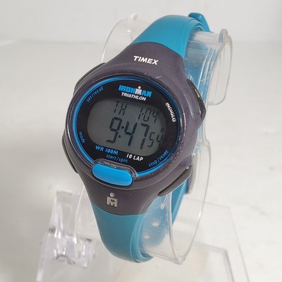 RARE Timex Ironman Triathlon Ladies/Womens Watch Blue/Black Indiglo Vintage Timex Ironman Watch Women Indiglo Digital Black Blue WR 100M  main image 2