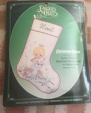 1985 Paragon Creative Precious Moments Printed Sequined Stocking Kit 8723 NOS