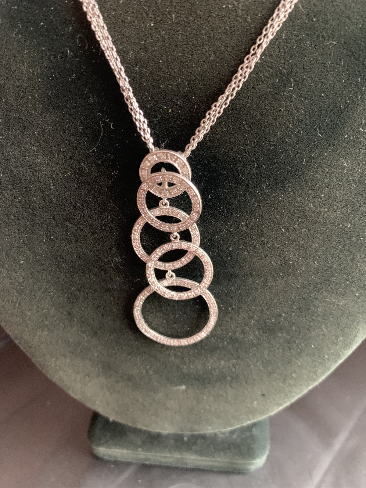 925 STERLING SILVER MULTIPLE DANGLING CIRCLE NECK… - image 2