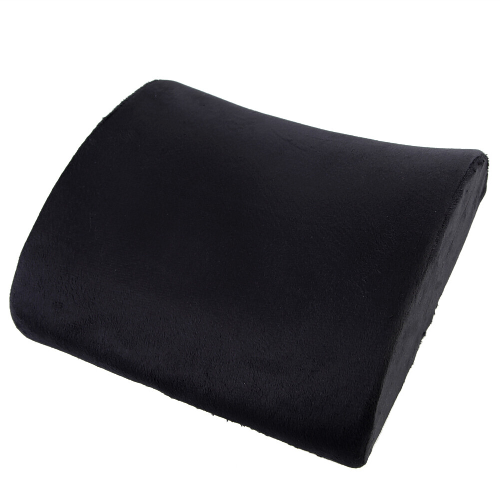 Memory Foam Lumbar Cushion Travel Pillow Car Chair Back Support Black