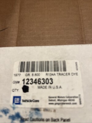Genuine GM 12346303 Dye Coolant System R134A .25Oz NOS