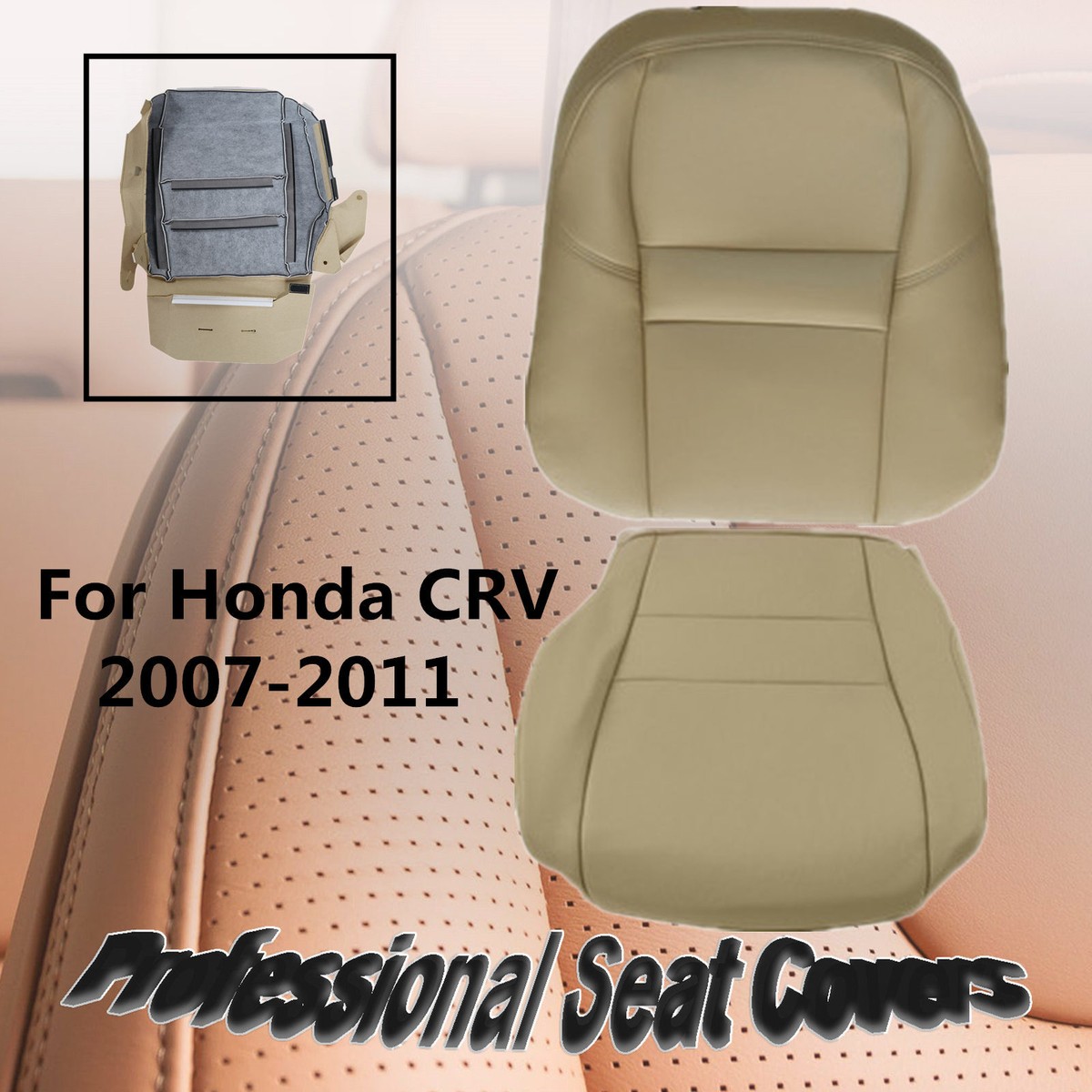 For 2007 2008 2009 2010 2011 Honda CRV CR-V Driver Seat Leather Seat Cover  Tan
