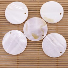 5 PCS Flat Coin Natural White Shell 40mm For Pendant Earring Making Charms