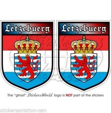 LUXEMBOURG, Letzebuerg, Luxemburg Shield Vinyl, Decal Sticker 3" (75mm)  x2