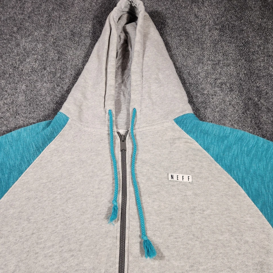Sudadera con Capucha Neff Para Hombre Talla Grande Manga Larga Cremallera Completa Gris Con Capucha Patinador Cordón Foto 4 de 4