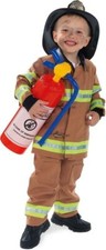 Toddler Tan Firefighter Costume Jacket and Pants for Dress Up Play