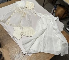 Vintage Baby White Dress Lot of 2 with Bonnets Booties