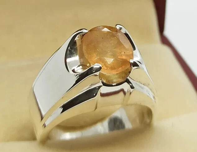 Promise Yellow sapphire (Pukhraj) silver ring – Kundaligems.com