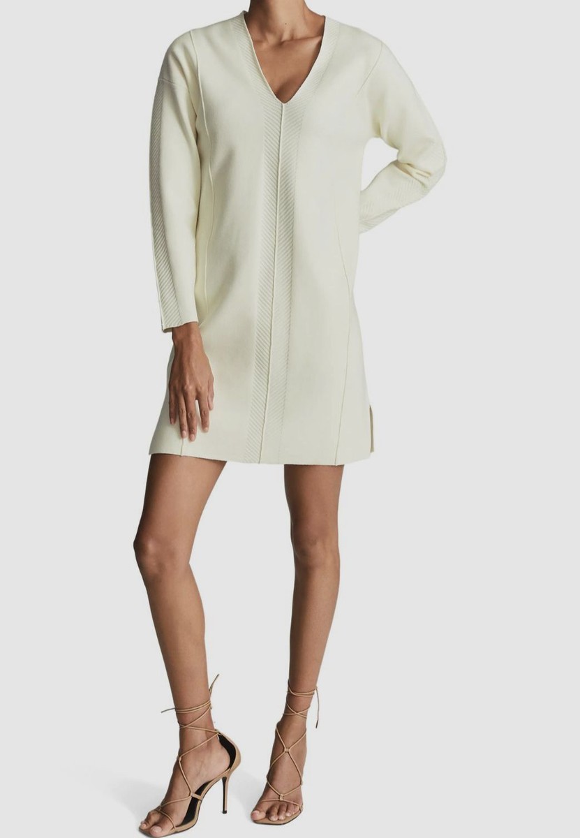 reiss ivory dress Reiss Linen Floral-Embroidered Midi Dress in Ivory