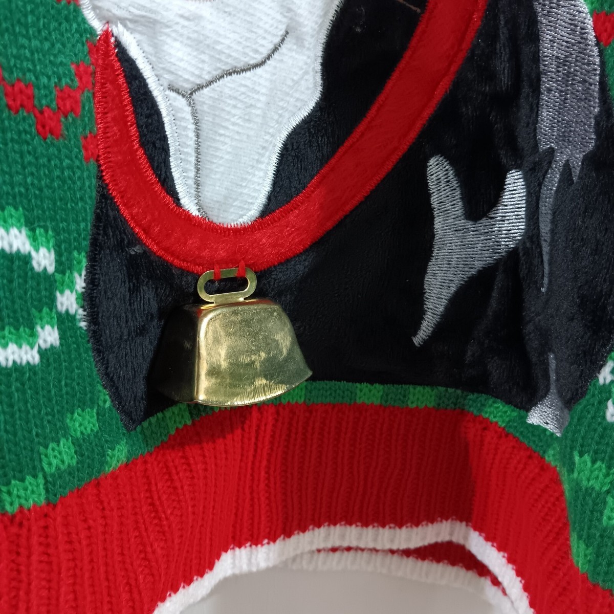 Holiday Time Ugly Christmas Sweater COW with Antlers Bell XL 46