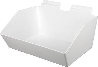 10 Slatwall Bins Dump Acrylic White 12  x 9 ½  x 5 ½  Slat Wall Retail