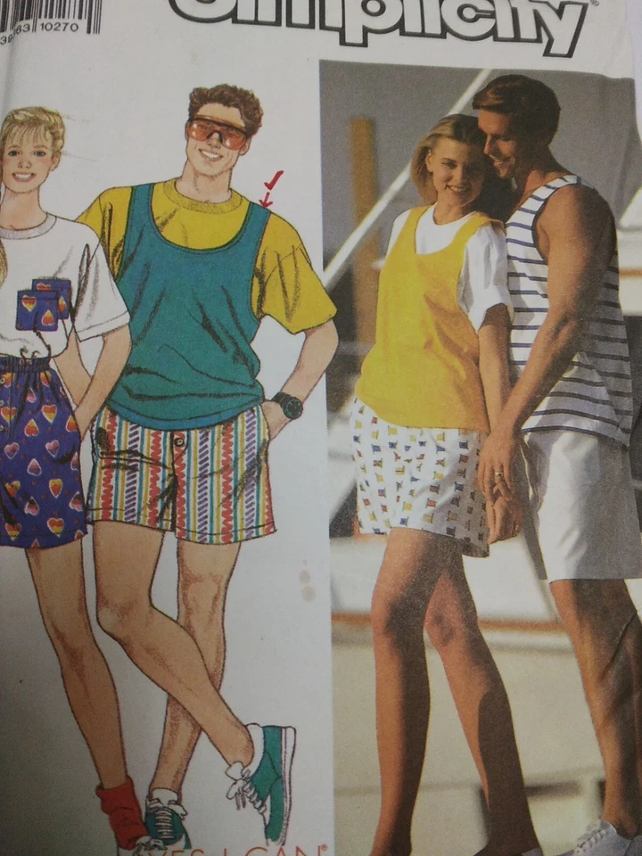 Shorts Muscle Tank Top T Shirt XXS XS Simplicity 9720 Sewing Pattern UC Summer - Image 2 of 4
