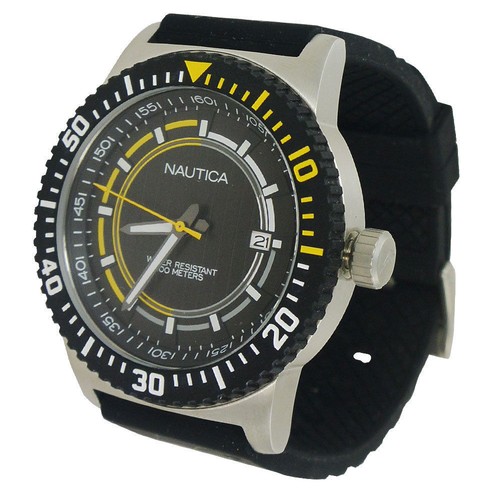New NAUTICA NST 16 DATE Mens Black Watch N12638G