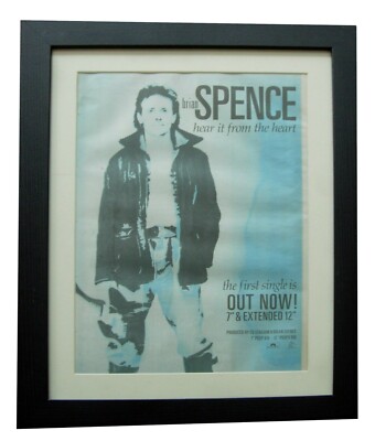 BRIAN SPENCE+Hear It From Heart+POSTER+AD+ORIGINAL 1986+FRAMED+FAST GLOBAL SHIP