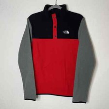 The North Face 1/4 Snap Fleece Sweater Boys XL Colorblock Red Black Gray
